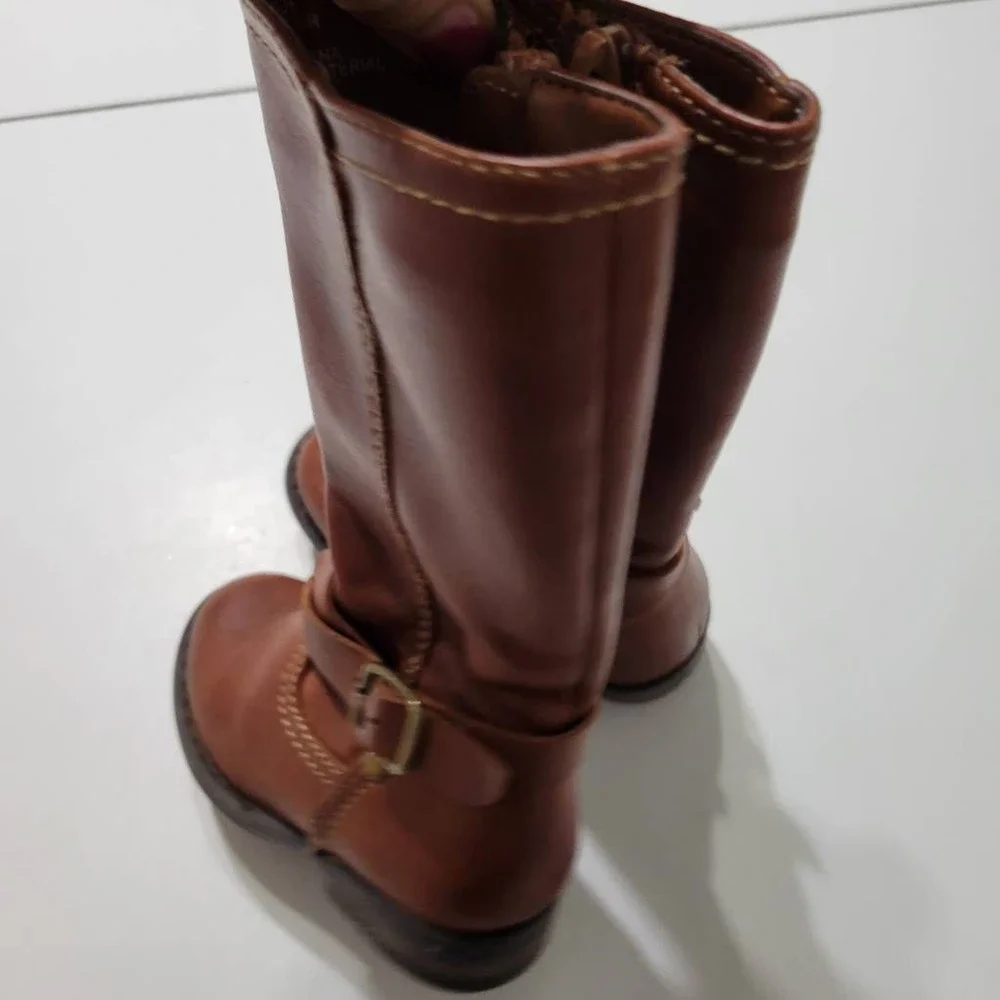 Cupcake Couture Baby Girls Lil Ridder Riding Boots‎ Brown Zip Buckle Round Toe 5